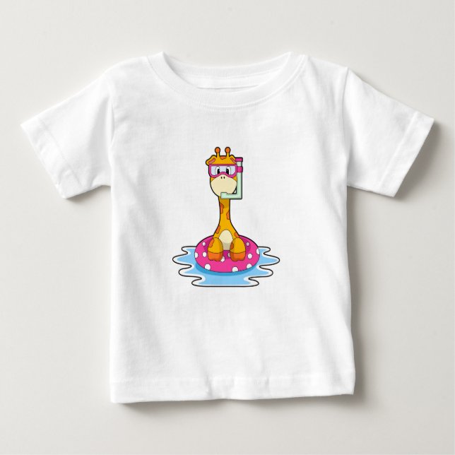 Camiseta De Bebé Giraffe en Natación con Snorkel (Anverso)