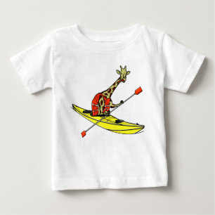 Camiseta De Bebé Giraffe en un kayak