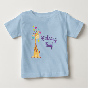 Camiseta De Bebé Giraffe Kids Birthday Boy Fiesta Cute