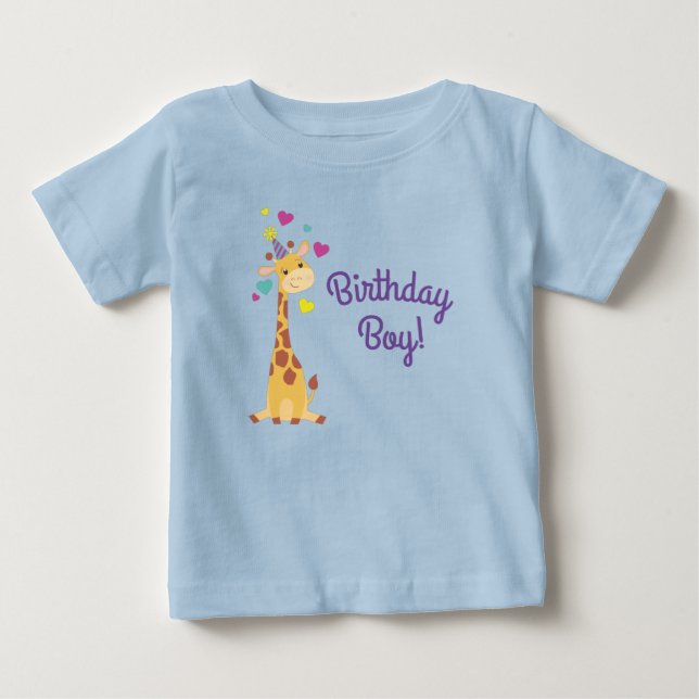 Camiseta De Bebé Giraffe Kids Birthday Boy Fiesta Cute (Anverso)