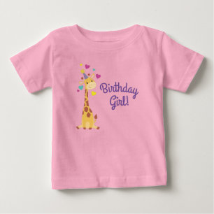 Camiseta De Bebé Giraffe Kids Chica de cumpleaños Cute