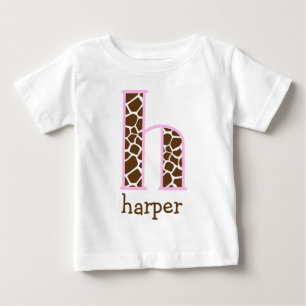 Camiseta De Bebé Giraffe Monograma Tutu Bodysuit inicial h