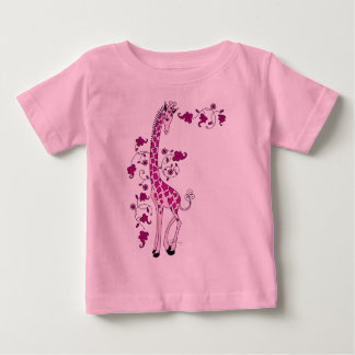 Camiseta De Bebé Giraffe rosa bonito