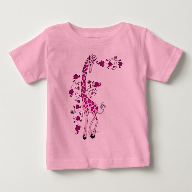 Camiseta De Bebé Giraffe rosa bonito (Anverso)