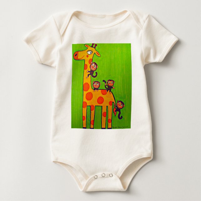 Camiseta De Bebé Giraffe y el negocio de los monos (Anverso)