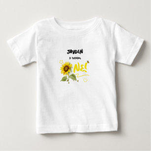 Camiseta De Bebé Girasol acuarela con mariposas 1er cumpleaños