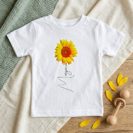 Camiseta De Bebé Girasol Moderno de Verano | Nombre Personalizado y