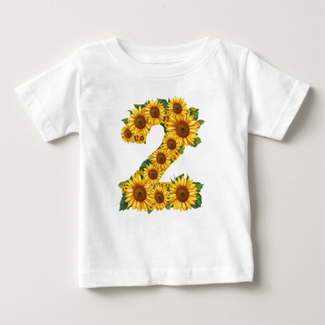 Camiseta De Bebé Girasoles tema número 2 para niñas de 2 años (Anverso)