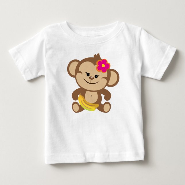 Camiseta De Bebé Girl Monkey With Banana (Anverso)