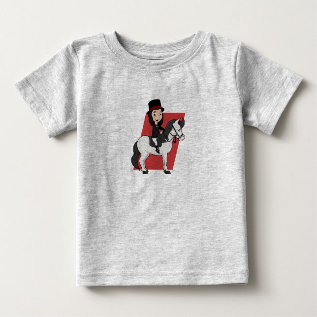 Camiseta De Bebé Girl riding a horse cartoon (Anverso)