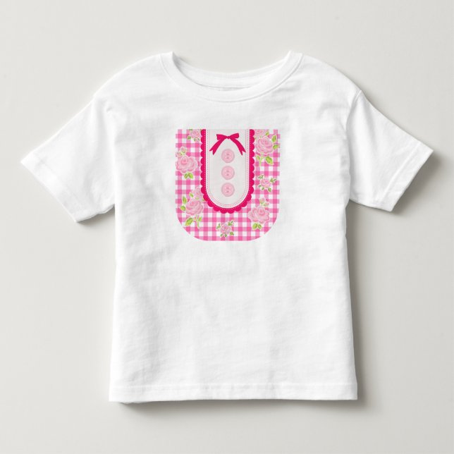 Camiseta De Bebé Girly gingham check pattern with cute ribbon (Anverso)