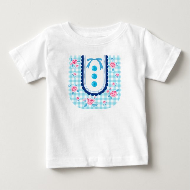 Camiseta De Bebé Girly gingham check pattern with cute ribbon (Anverso)