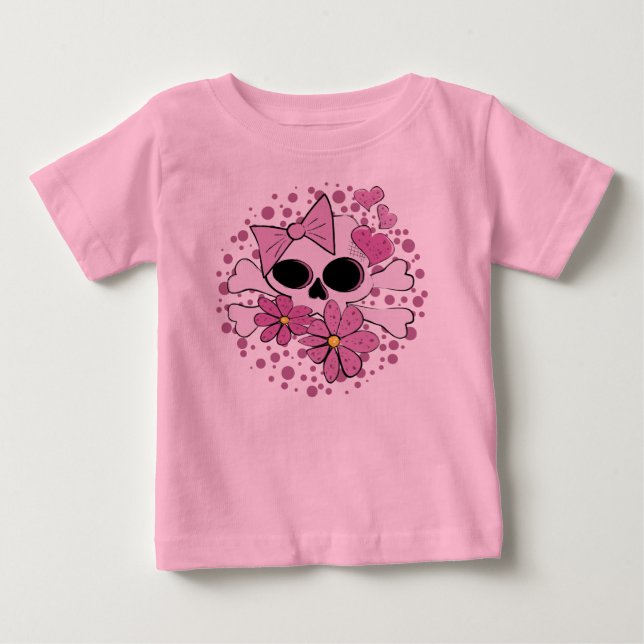 Camiseta De Bebé Girly Punk Skull (Anverso)