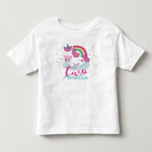 Camiseta De Bebé Girly Unicorn Fiesta de cumpleaños número 2
