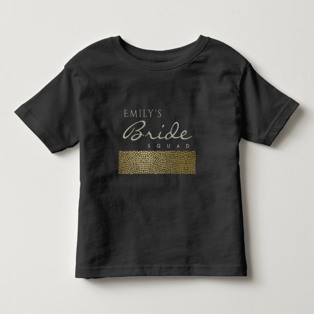 CAMISETA DE BEBÉ GLAMOROSO ORO NEGRO MOSAICO BRIDE SQUAD MONOGRAM (Anverso)