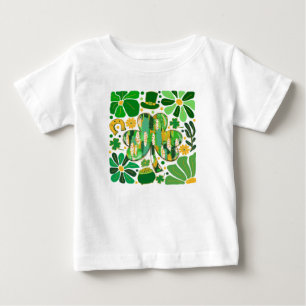 Camiseta De Bebé Glitter Floral Boho Shamrock Día de San Patricio