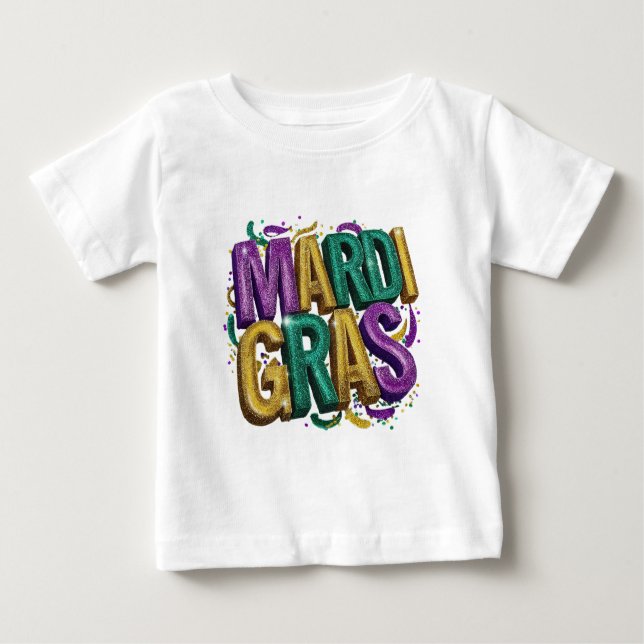 Camiseta De Bebé Glittery Mardi Gras Gras Women's T-Shirt, Purple G (Anverso)