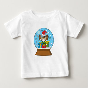 Camiseta De Bebé Globe de nieve con búho de Santa Claus