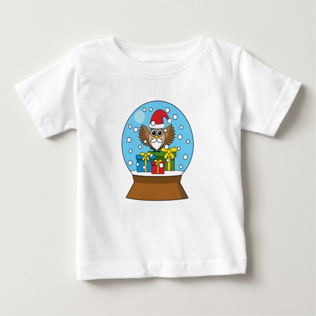 Camiseta De Bebé Globe de nieve con búho de Santa Claus (Anverso)