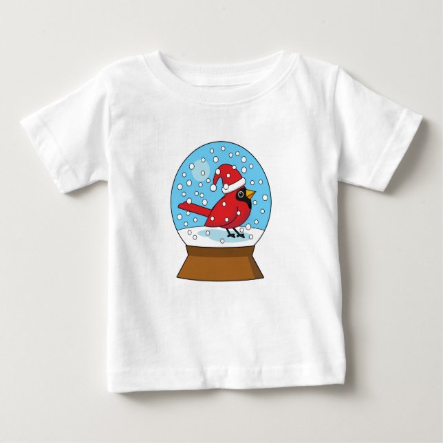 Camiseta De Bebé Globe de nieve con cardenal rojo curado (Anverso)