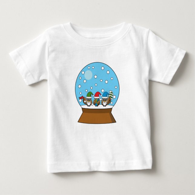 Camiseta De Bebé Globe de nieve con tres búhos de gnomo (Anverso)