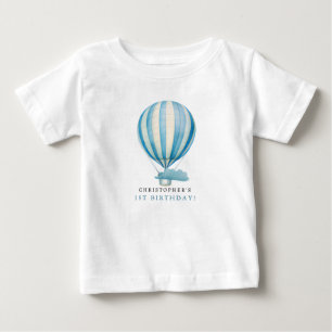 Camiseta De Bebé Globo aerostático de acuarela con nombre personali
