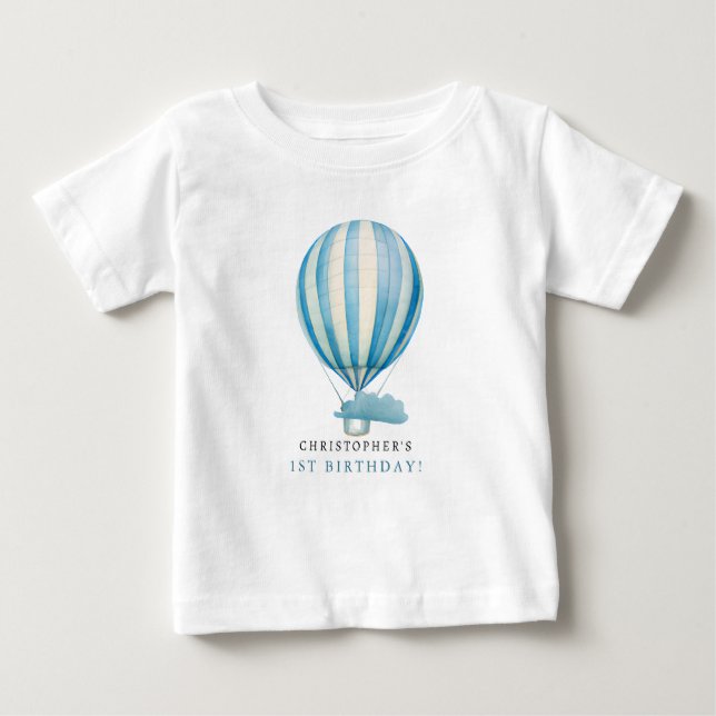 Camiseta De Bebé Globo aerostático de acuarela nombre personalizado (Anverso)