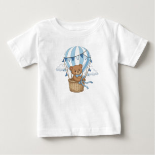 Camiseta De Bebé Globo aerostático de osito de peluche azul Diseño