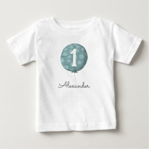 Camiseta De Bebé Globo de bebé niño azul adorable cumpleaños 1 