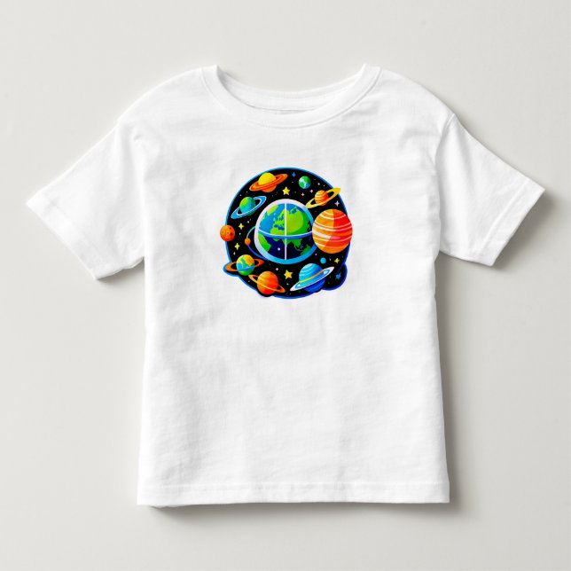 Camiseta De Bebé Globo Espacial Vibrante Con Planetas (Anverso)