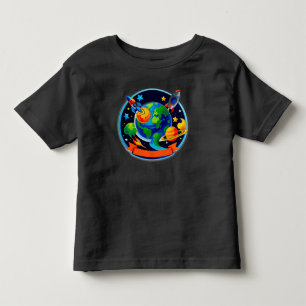 Camiseta De Bebé Globo Espacial Vibrante Con Planetas