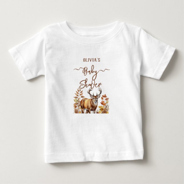 Camiseta De Bebé Globo para Baby Shower de Ciervo de Bosque de Otoñ (Anverso)