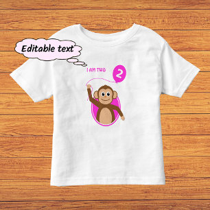Camiseta De Bebé Globo rosa de mono de cumpleaños