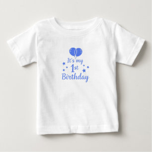 Camiseta De Bebé Globos Azules Cumpleaños 1
