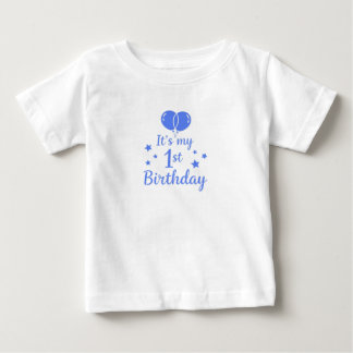 Camiseta De Bebé Globos Azules Cumpleaños 1