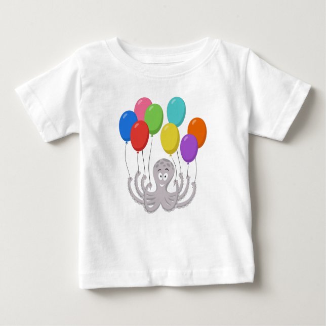 Camiseta De Bebé Globos coloridos de pulpo personalizado  (Anverso)