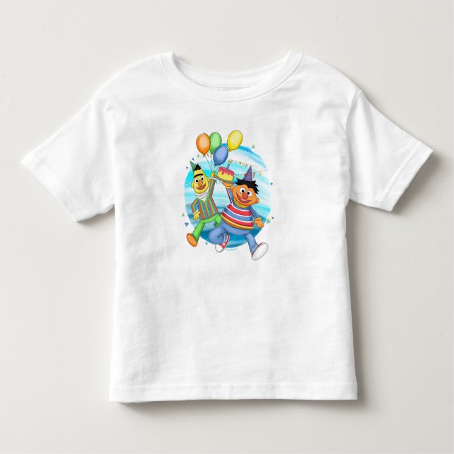 Camiseta De Bebé Globos de cumpleaños de Bert y Ernie (Anverso)