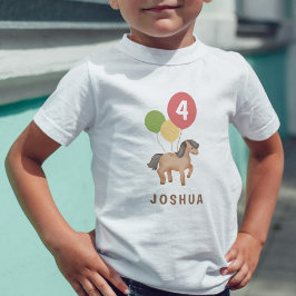 Camiseta De Bebé Globos de Cumpleaños de Edad Personalizada Caballo
