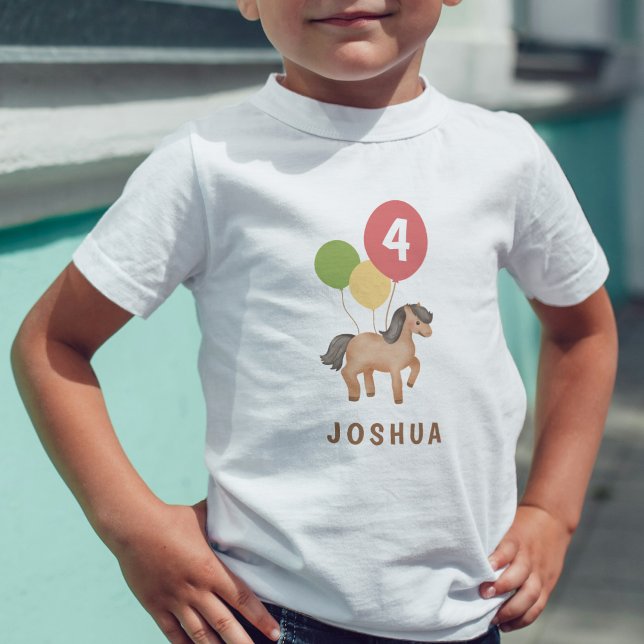 Camiseta De Bebé Globos de Cumpleaños de Edad Personalizada Caballo (Subido por el creador)