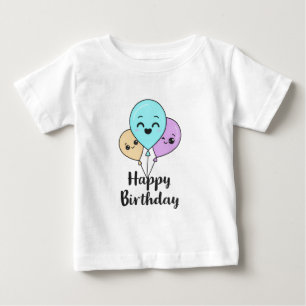 Camiseta De Bebé Globos de cumpleaños felices - Celebración Cute Ka