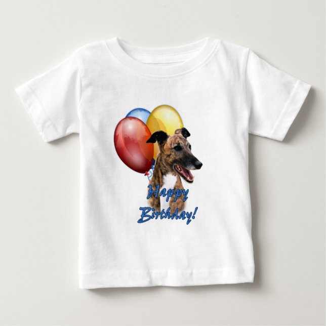 Camiseta De Bebé Globos de cumpleaños felices para Greyhound. (Anverso)