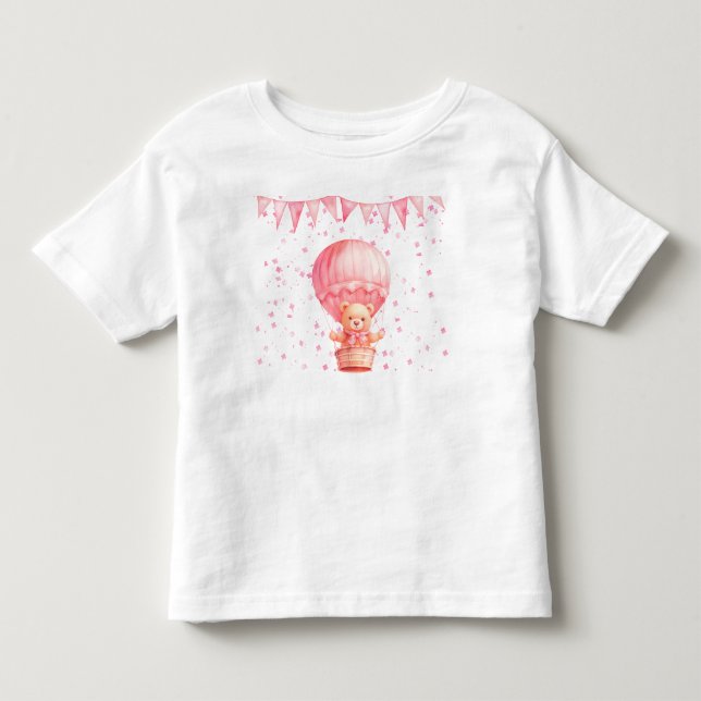 Camiseta De Bebé Globos de osito de peluche rosa (Anverso)