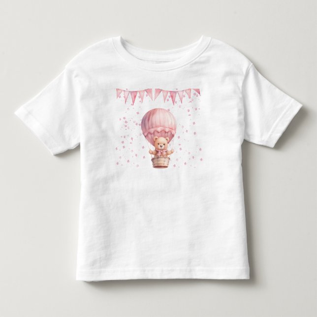 Camiseta De Bebé Globos de osito de peluche rosa (Anverso)