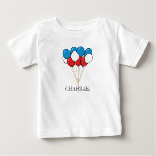 Camiseta De Bebé Globos patrióticos de Blue White Red Personaliza
