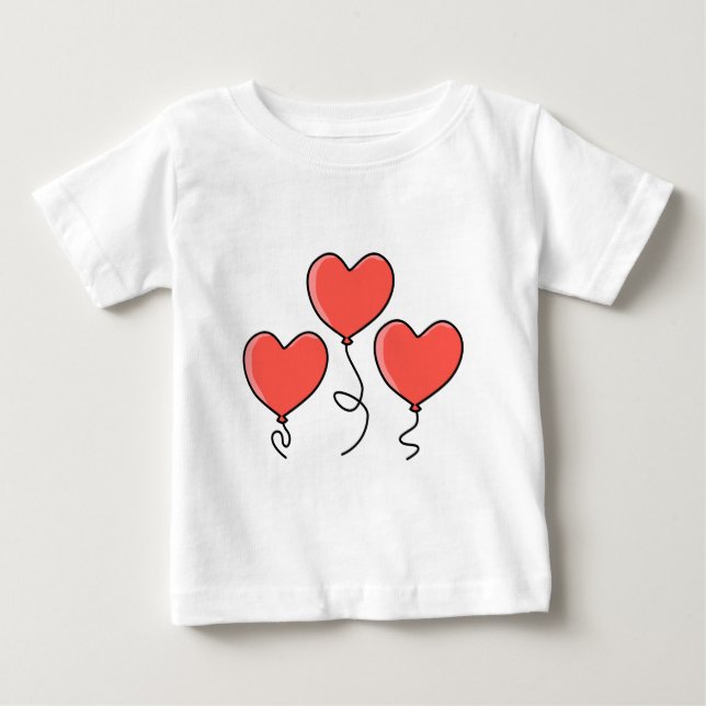 Camiseta De Bebé Globos rojos del corazón (Anverso)