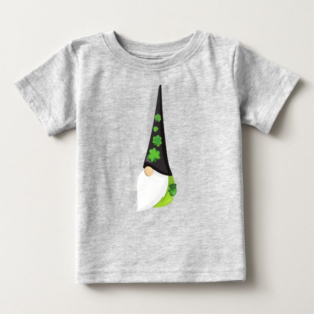 Camiseta De Bebé Gnome del Día de San Patricio, bonito nome, Clover (Anverso)