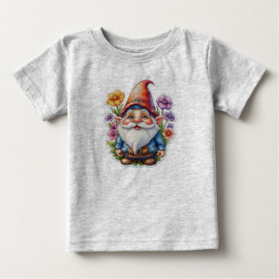 Camiseta De Bebé Gnome Y Flores 1