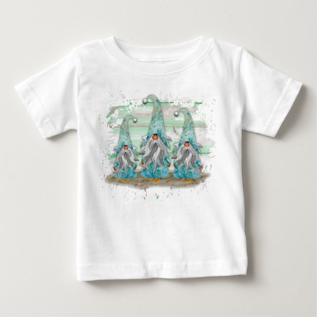 Camiseta De Bebé Gnomes Tropical Blue Watercolor Beach (Anverso)