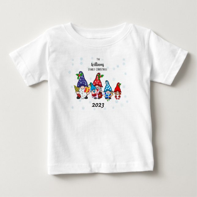 Camiseta De Bebé Gnomo de la familia personalizado para bebé niño (Anverso)