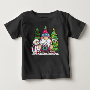 Camiseta De Bebé Gnomo de Navidad Muñeco de Nieve Árboles Bonito